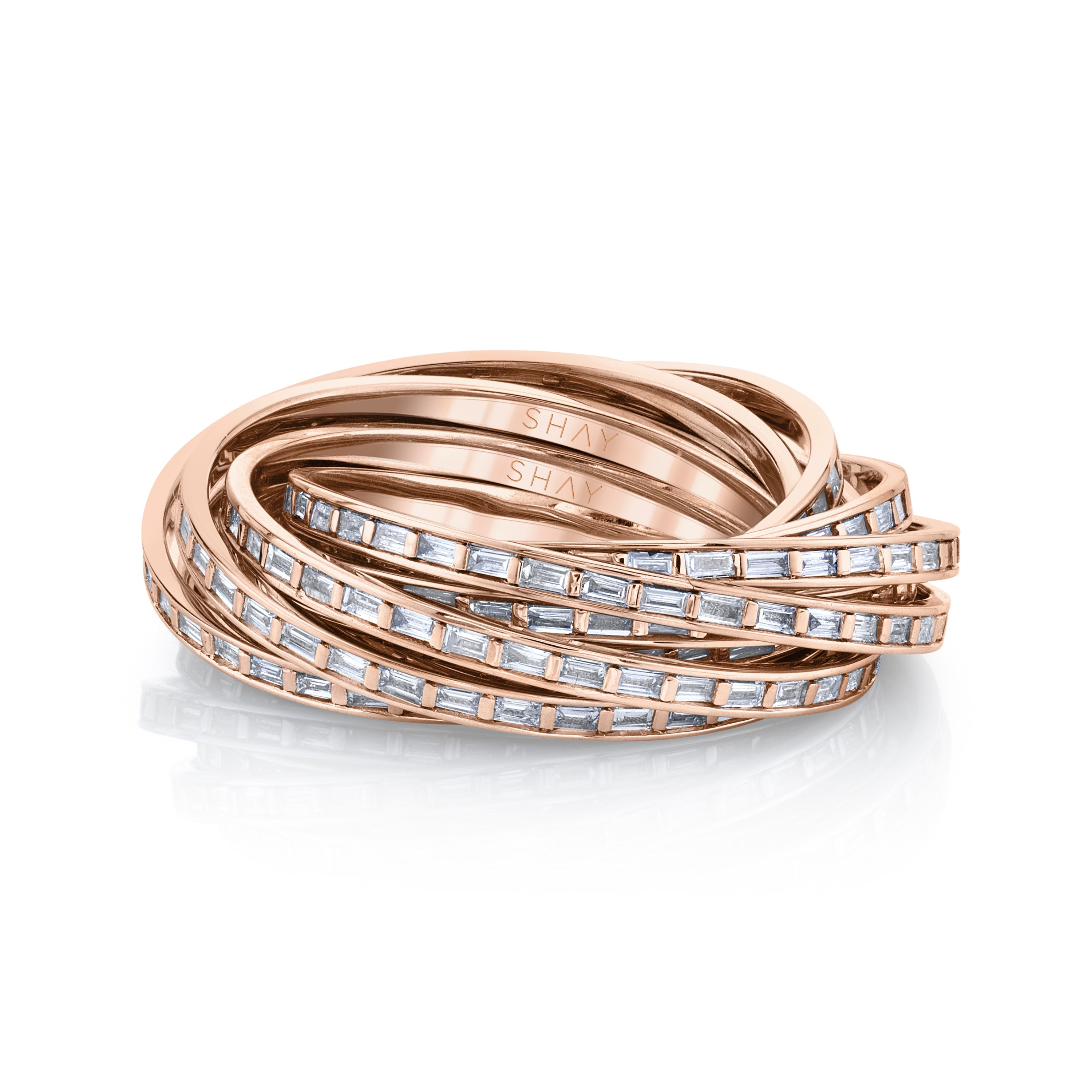 READY TO SHIP DIAMOND BAGUETTE ROLLING ORBIT RING