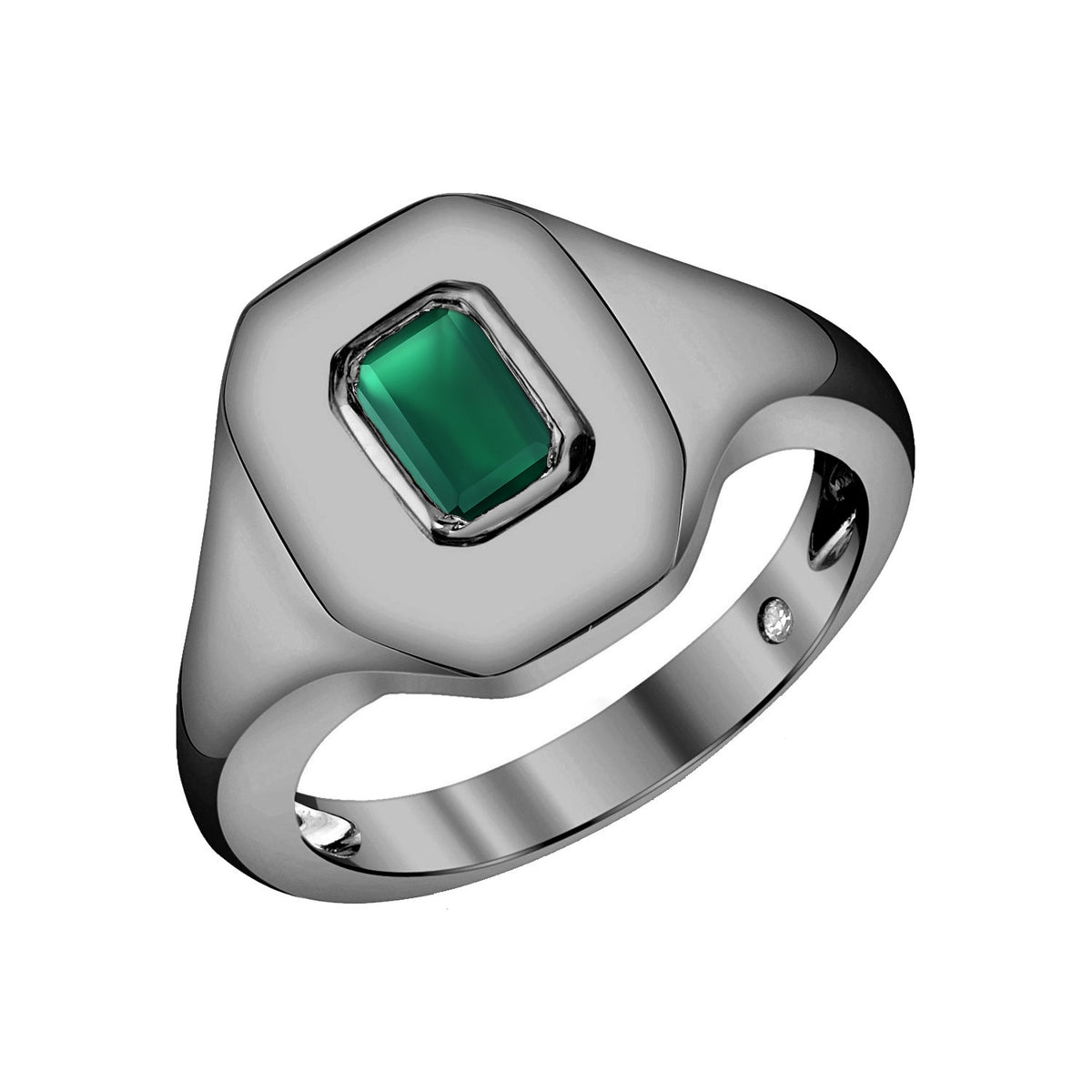EMERALD BAGUETTE PINKY RING