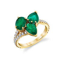 READY TO SHIP EMERALD CLUSTER & DIAMOND BAND RING