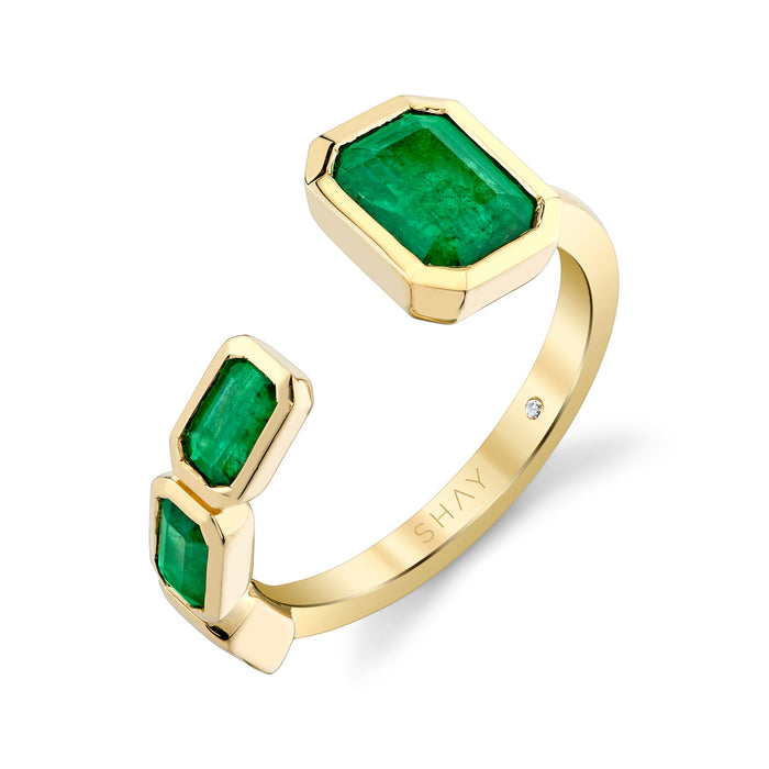 READY TO SHIP EMERALD EAST WEST FLOATING RING