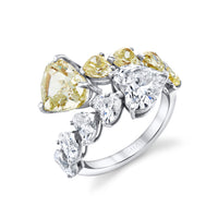 YELLOW DIAMOND & WHITE DIAMOND HEART BYPASS RING