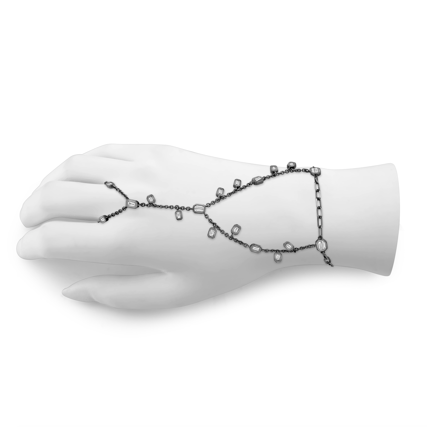 DIAMOND BAGUETTE DROP HAND CHAIN