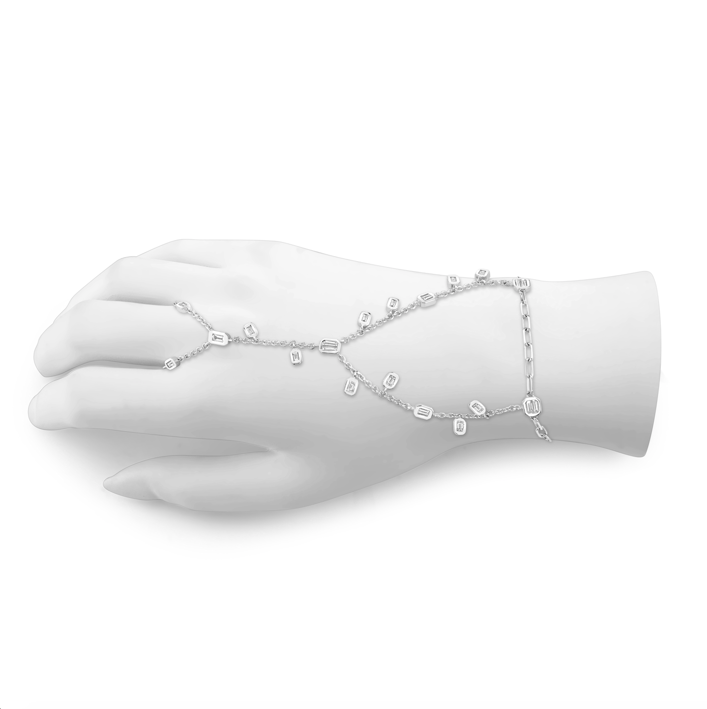 DIAMOND BAGUETTE DROP HAND CHAIN