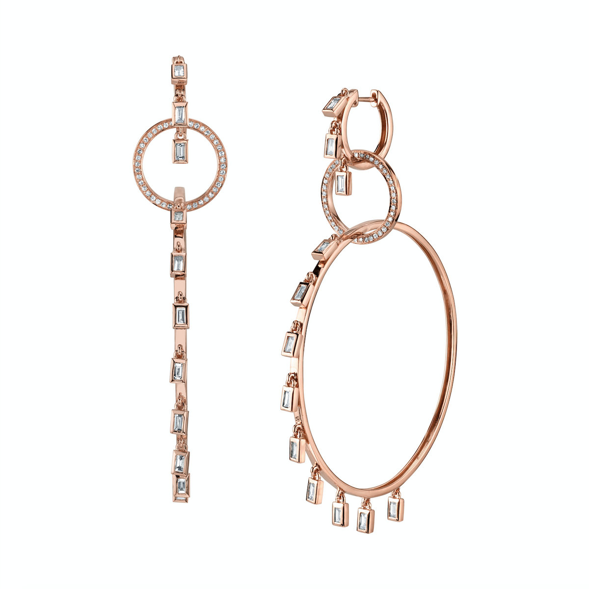 DIAMOND 3 TIER BAGUETTE HOOPS