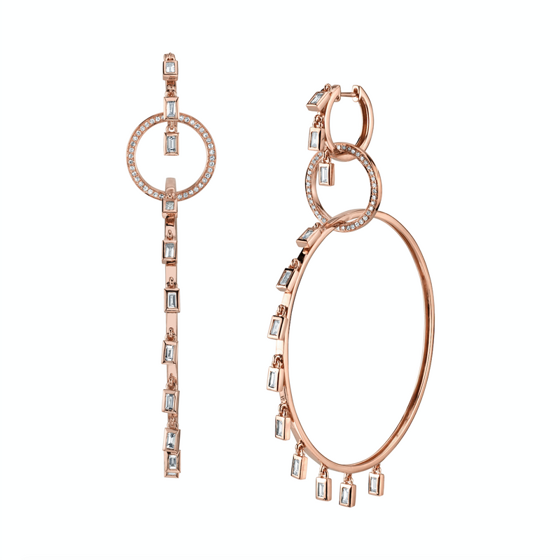 DIAMOND 3 TIER BAGUETTE HOOPS