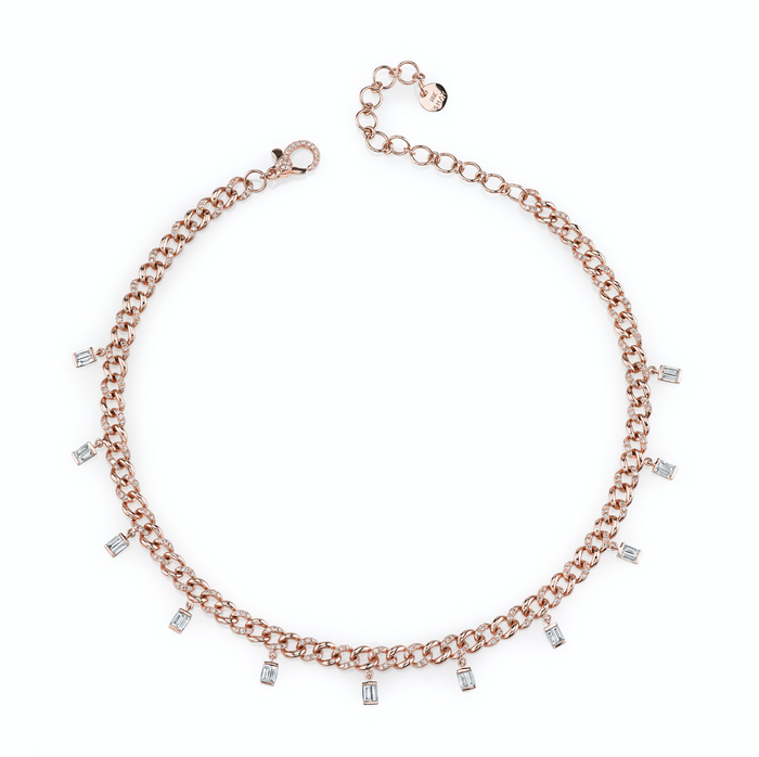 READY TO SHIP DIAMOND BAGUETTE DROP LINK ANKLET
