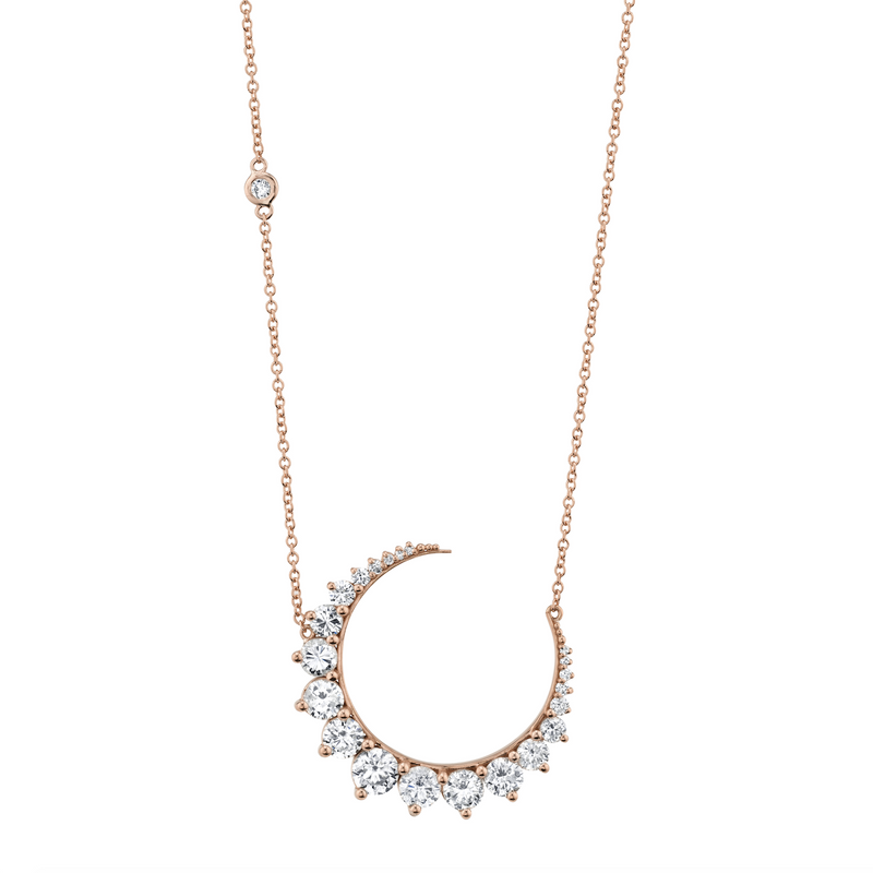 READY TO SHIP DIAMOND LARGE MOON NECKLACE