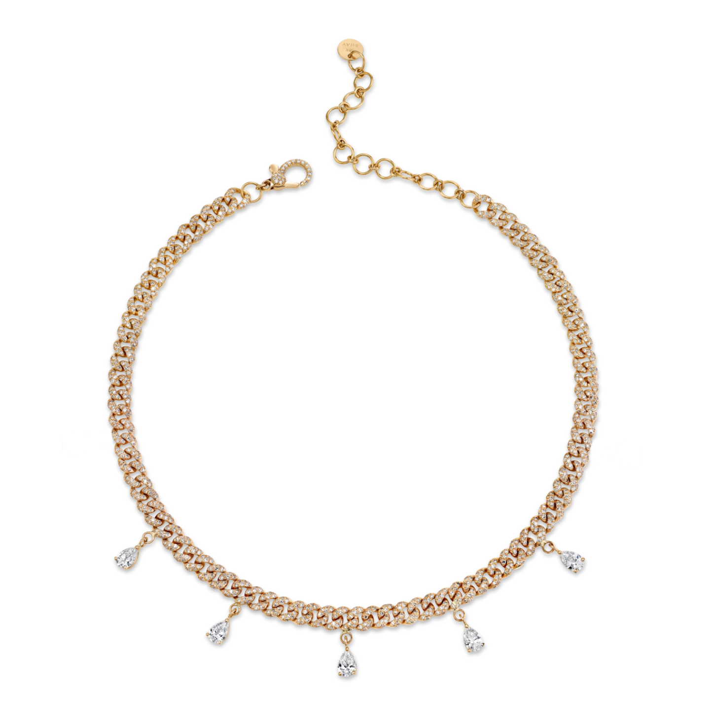 DIAMOND 5 PEAR DROP MINI LINK NECKLACE