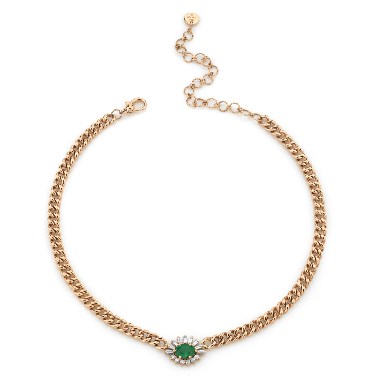 READY TO SHIP EMERALD & DIAMOND EVIL EYE MINI LINK NECKLACE