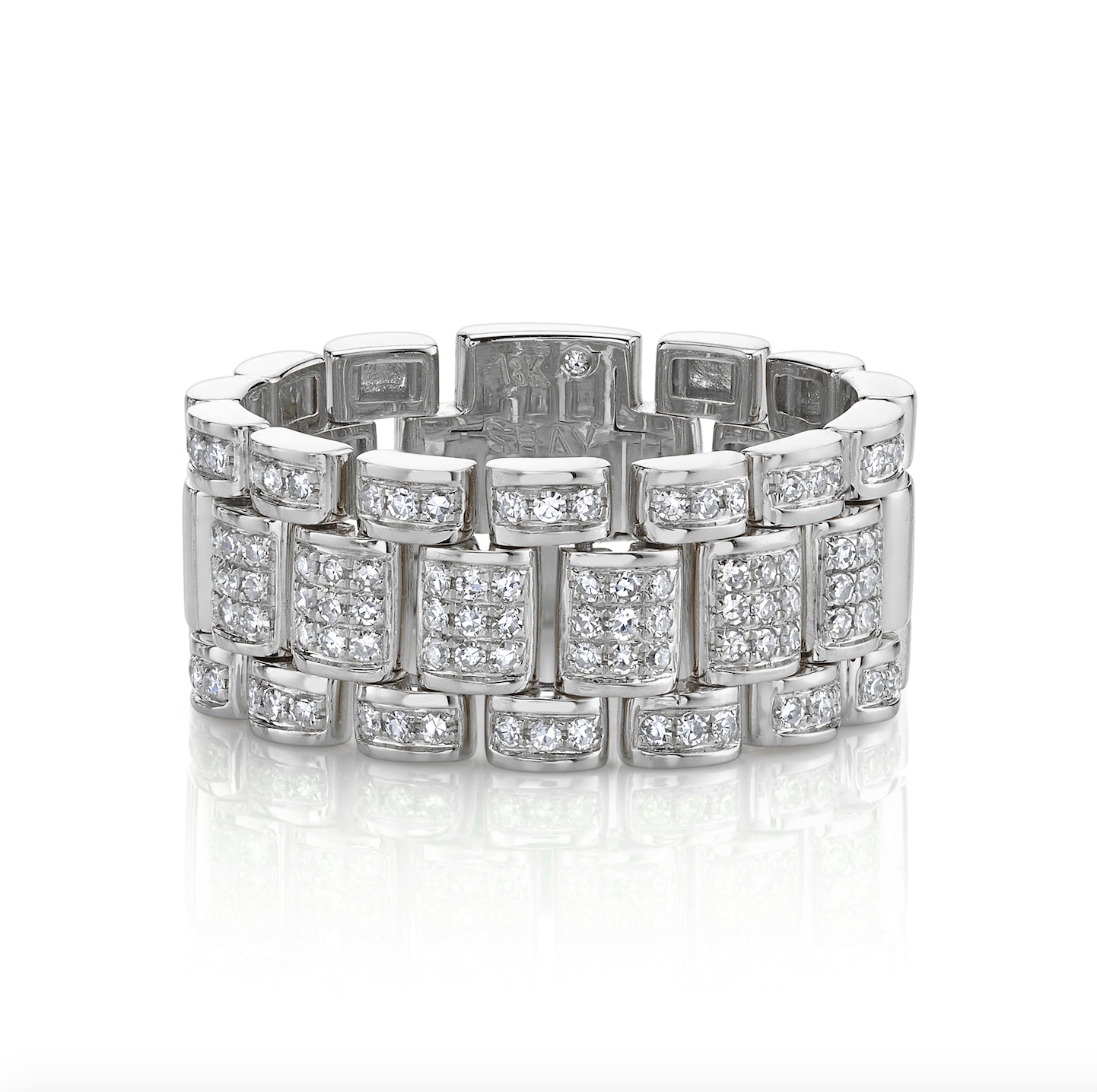 MEN'S DIAMOND PARTIAL PAVE RAIL LINK RING, 10mm