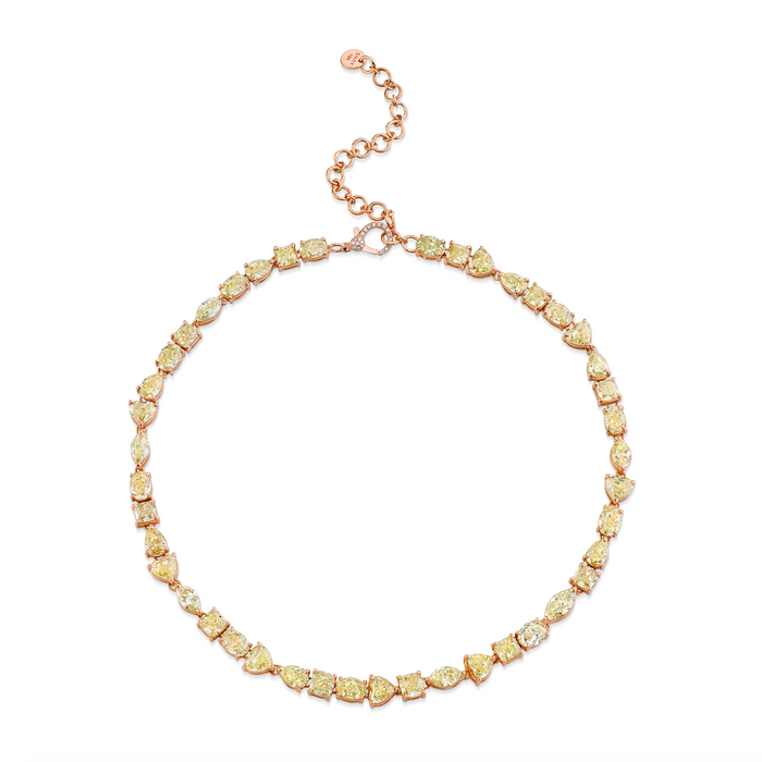 READY TO SHIP MIXED YELLOW DIAMOND TENNIS NECKLACE