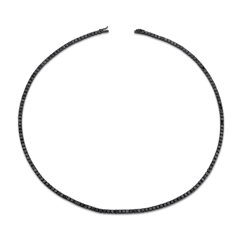 READY TO SHIP MEN'S BLACK DIAMOND TENNIS NECKLACE, 22IN