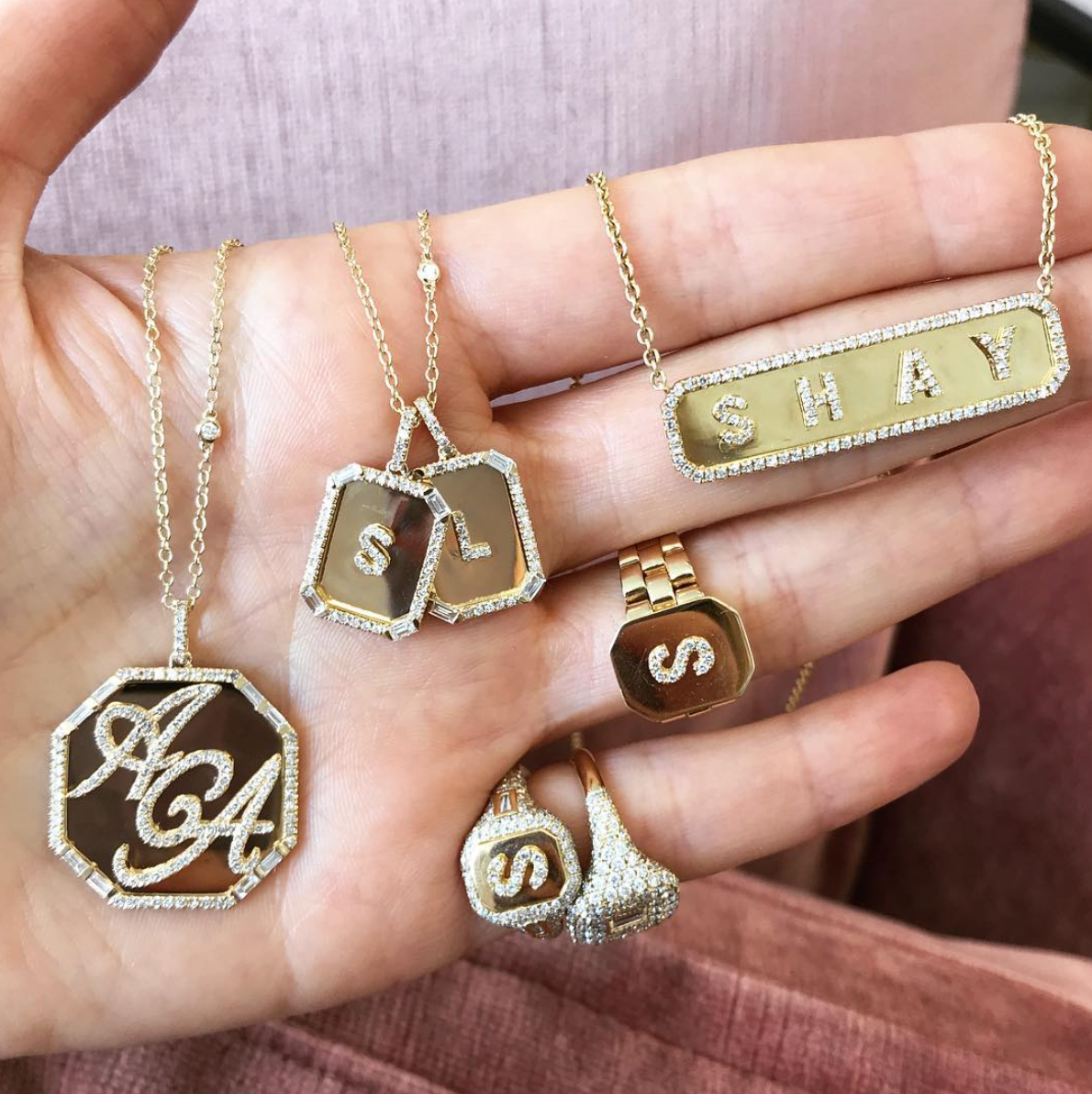 DIAMOND INITIAL MINI NAMEPLATE NECKLACE