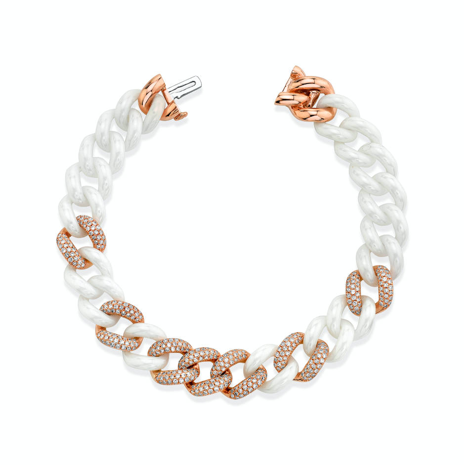 WHITE CERAMIC PAVE ESSENTIAL LINK BRACELET