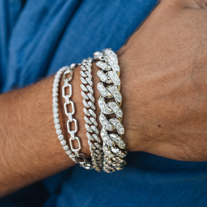 READY TO SHIP MEN'S SOLID GOLD SQUARE LINK BRACELET