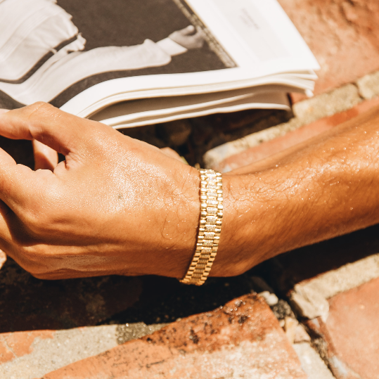 READY TO SHIP MEN'S DIAMOND PAVE RAIL LINK BRACELET
