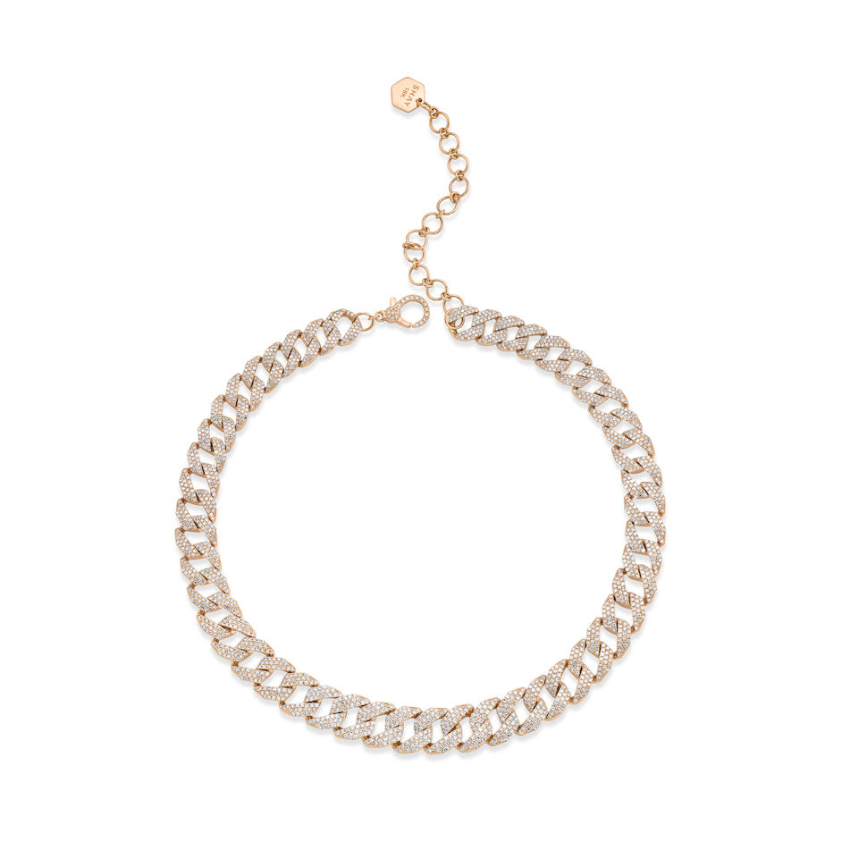 SHAY Ready to Ship Diamond Pave Geo Link Choker, 12.47ct, 18k gold, detail view