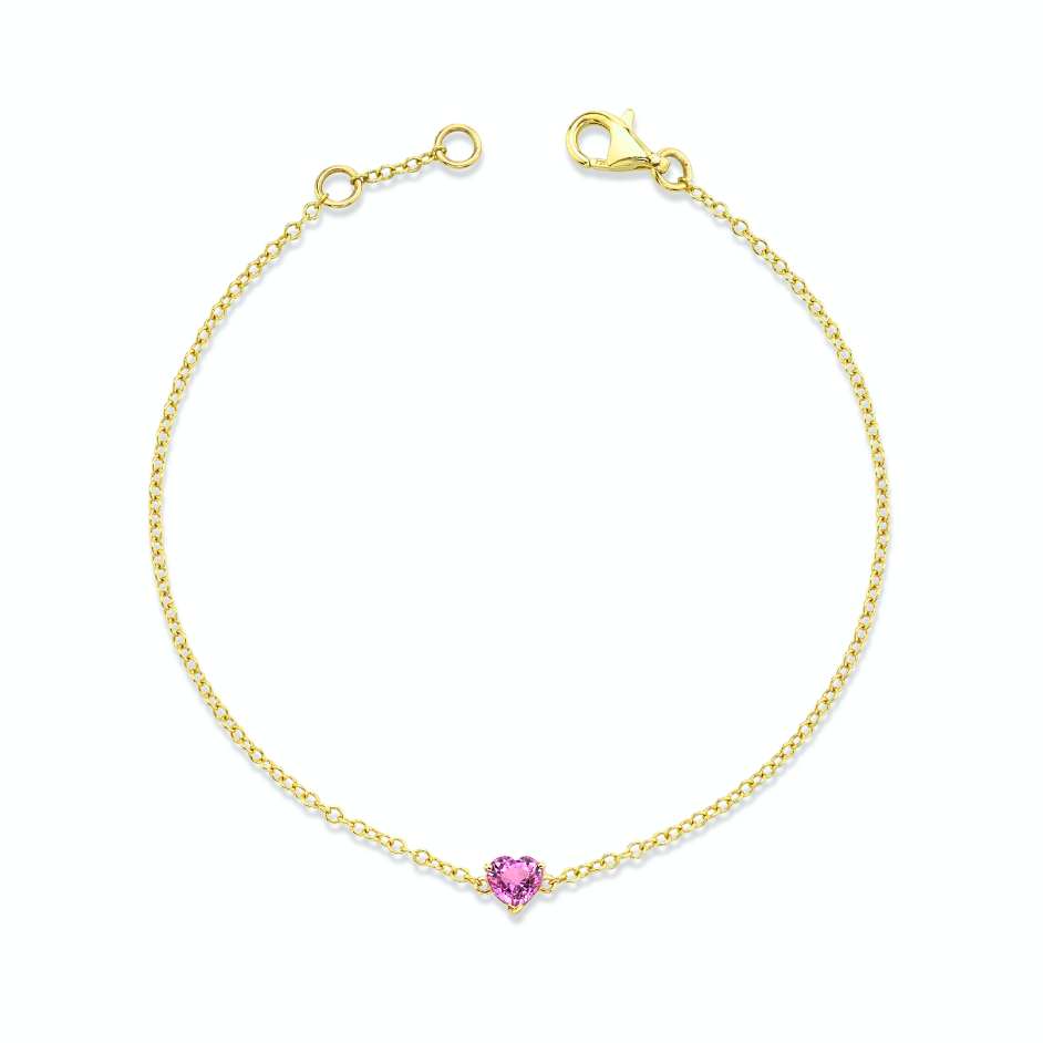 PINK SAPPHIRE BABY HEART BRACELET
