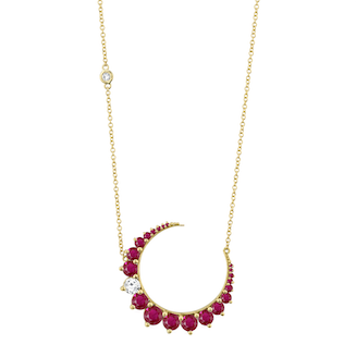 RUBY & DIAMOND CRESCENT MOON NECKLACE