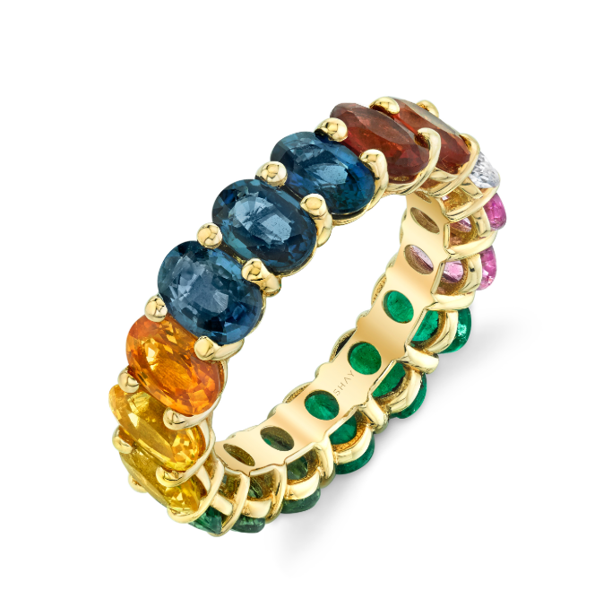 READY TO SHIP RAINBOW OVAL ETERNITY BAND