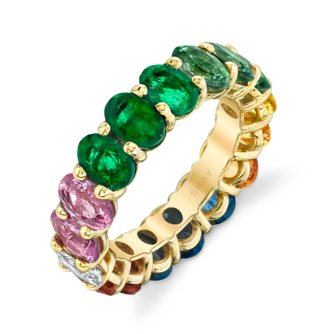READY TO SHIP RAINBOW OVAL ETERNITY BAND