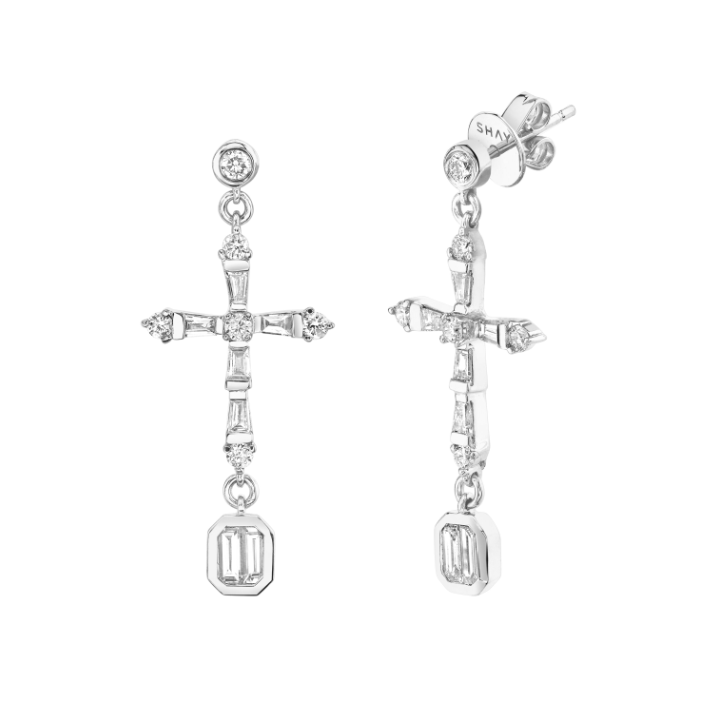 Diamond cross 2025 dangle earrings