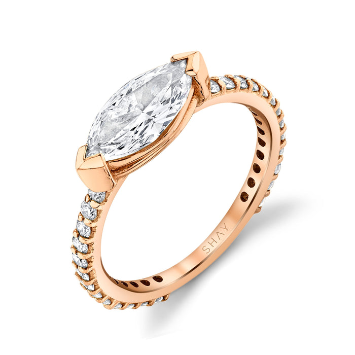 READY TO SHIP DIAMOND SOLITAIRE MARQUISE PINKY RING