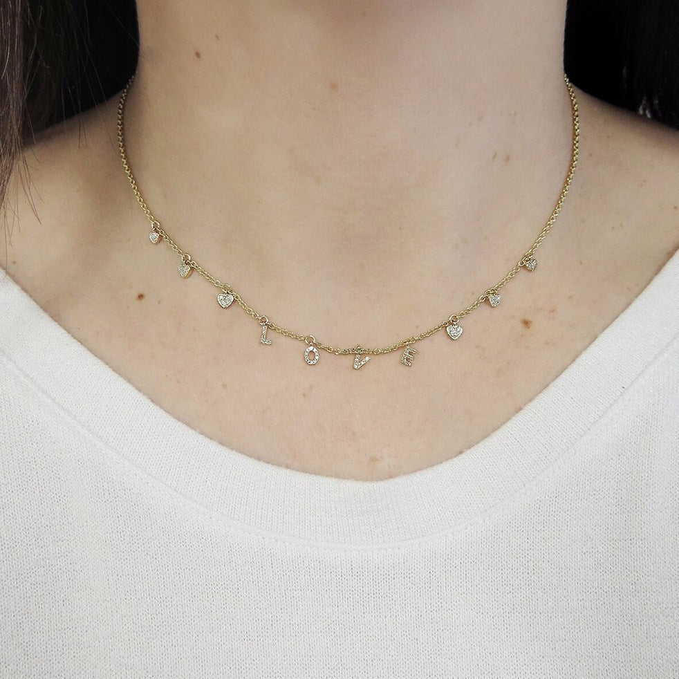 READY TO SHIP LOVE DANGLE DROP NECKLACE