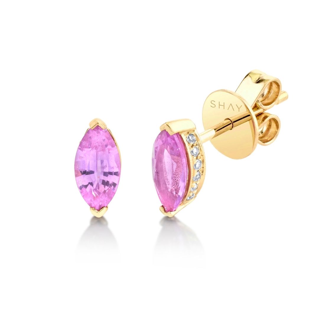 PINK SAPPHIRE MARQUISE HALO STUDS