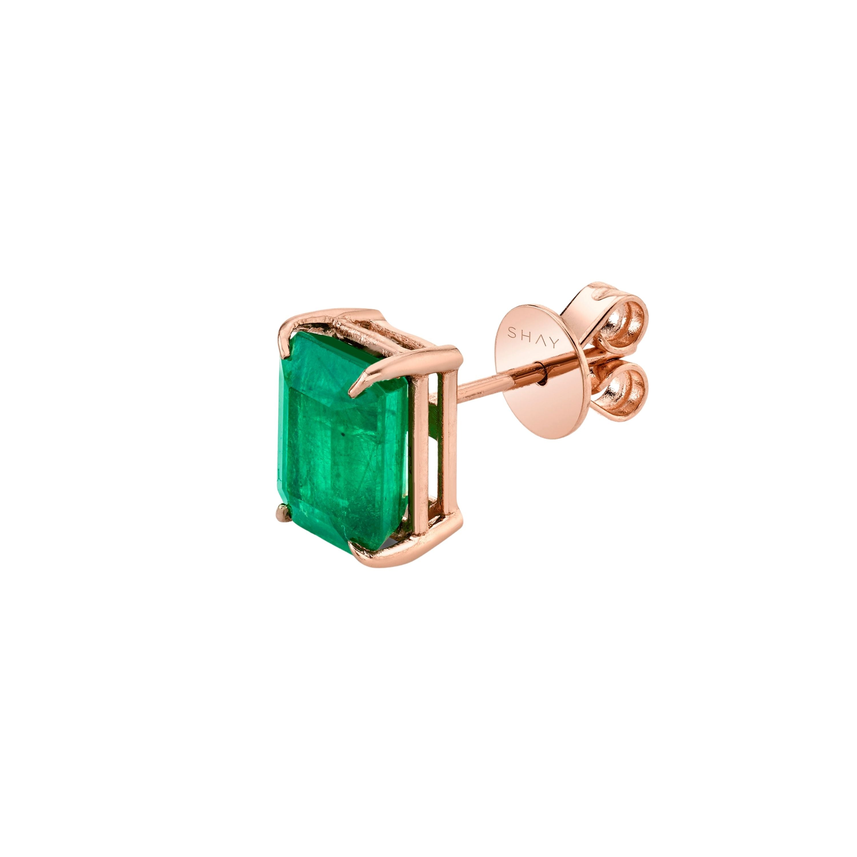 新品・未使用【GODSIZE】ROSE STUD w/emerald SINGLE EMERALD STUD, 3cts