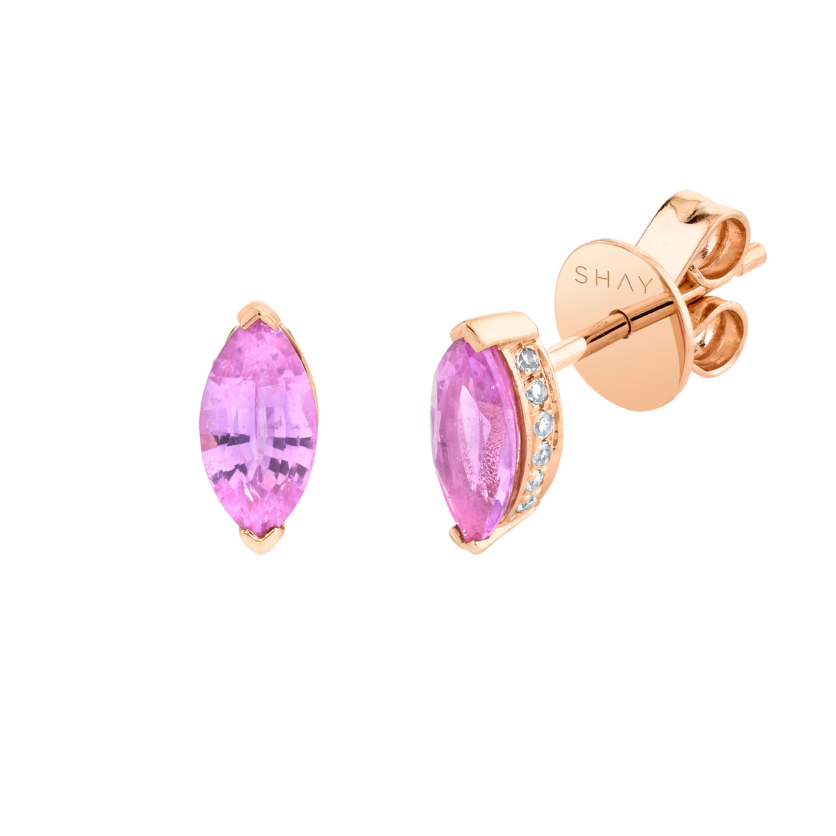READY TO SHIP PINK SAPPHIRE MARQUISE HALO STUDS