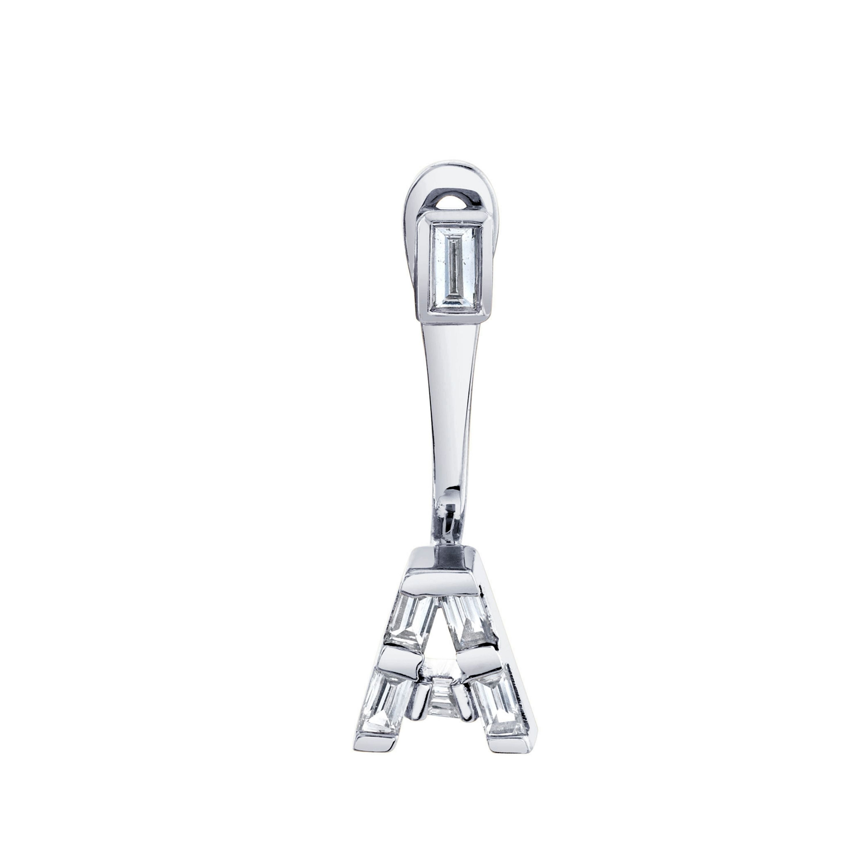 DIAMOND BAGUETTE SINGLE INITIAL EAR JACKET