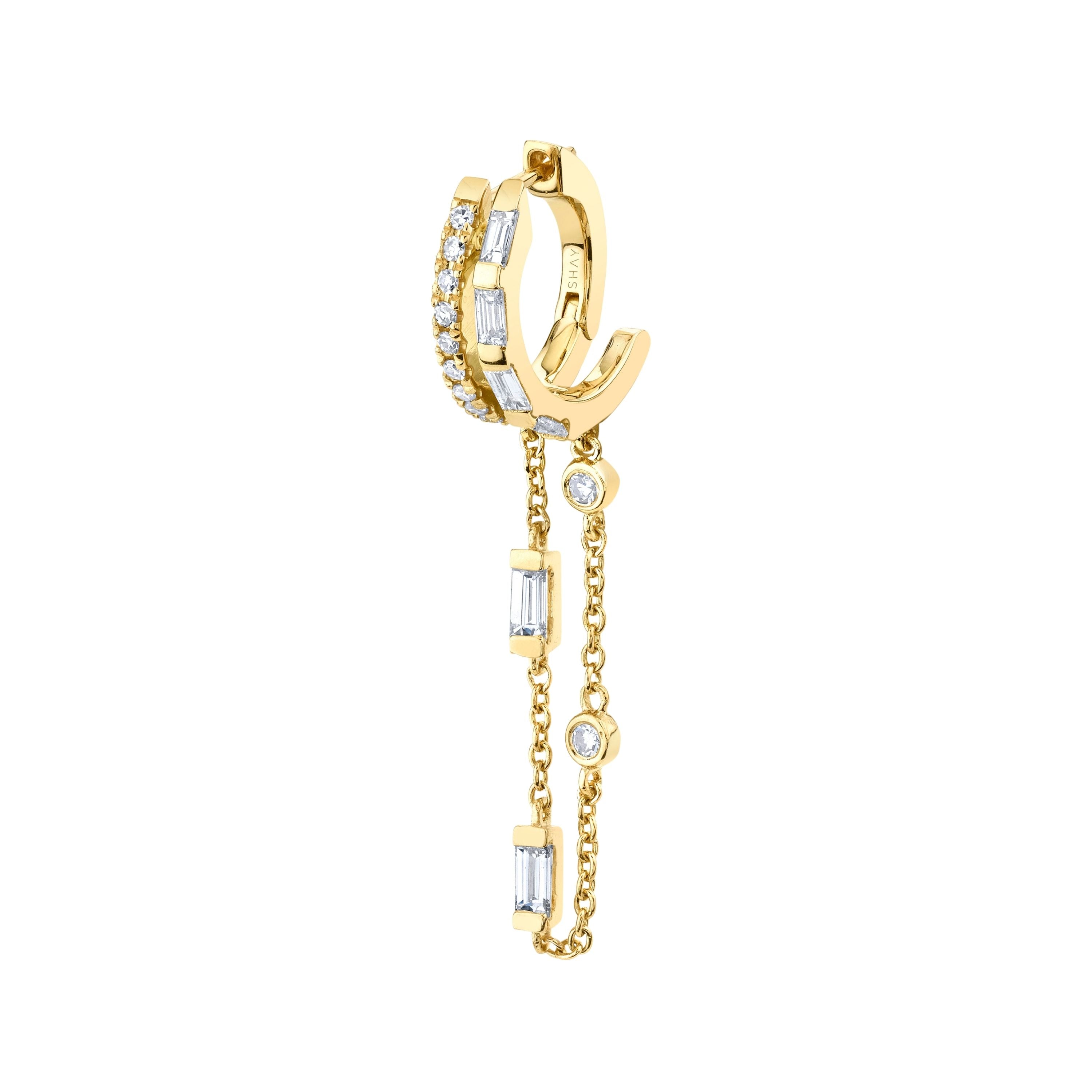 SINGLE DIAMOND DOUBLE FRINGE HUGGIE