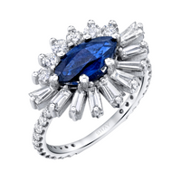 BLUE SAPPHIRE & DIAMOND EVIL EYE PINKY RING