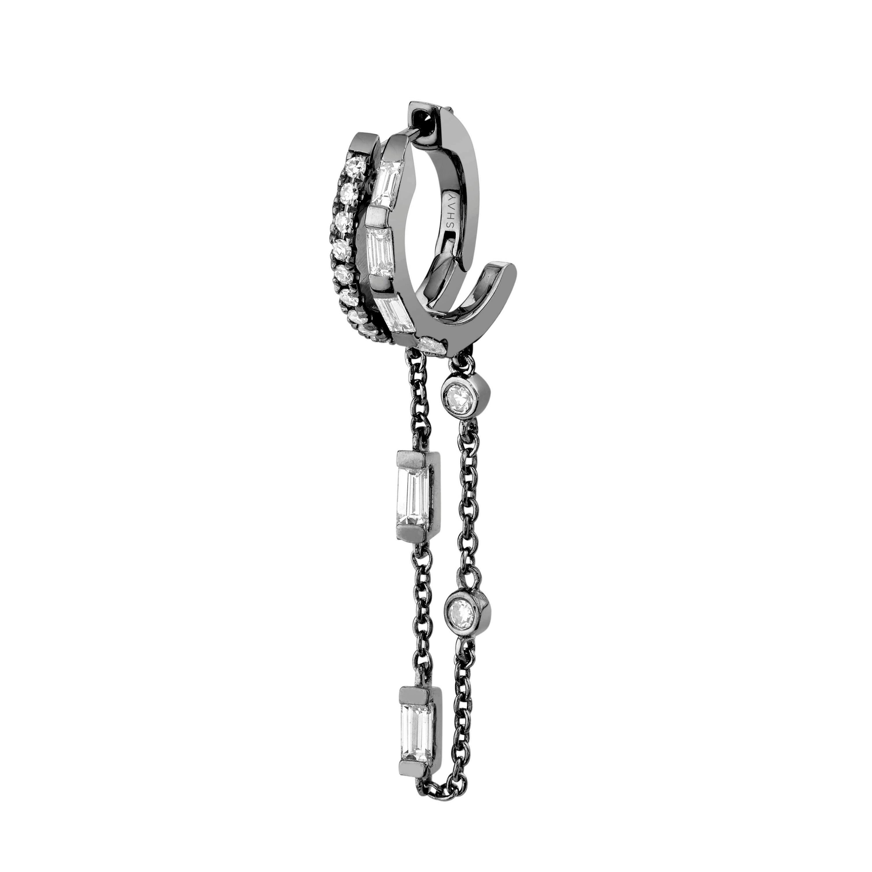 SINGLE DIAMOND DOUBLE FRINGE HUGGIE