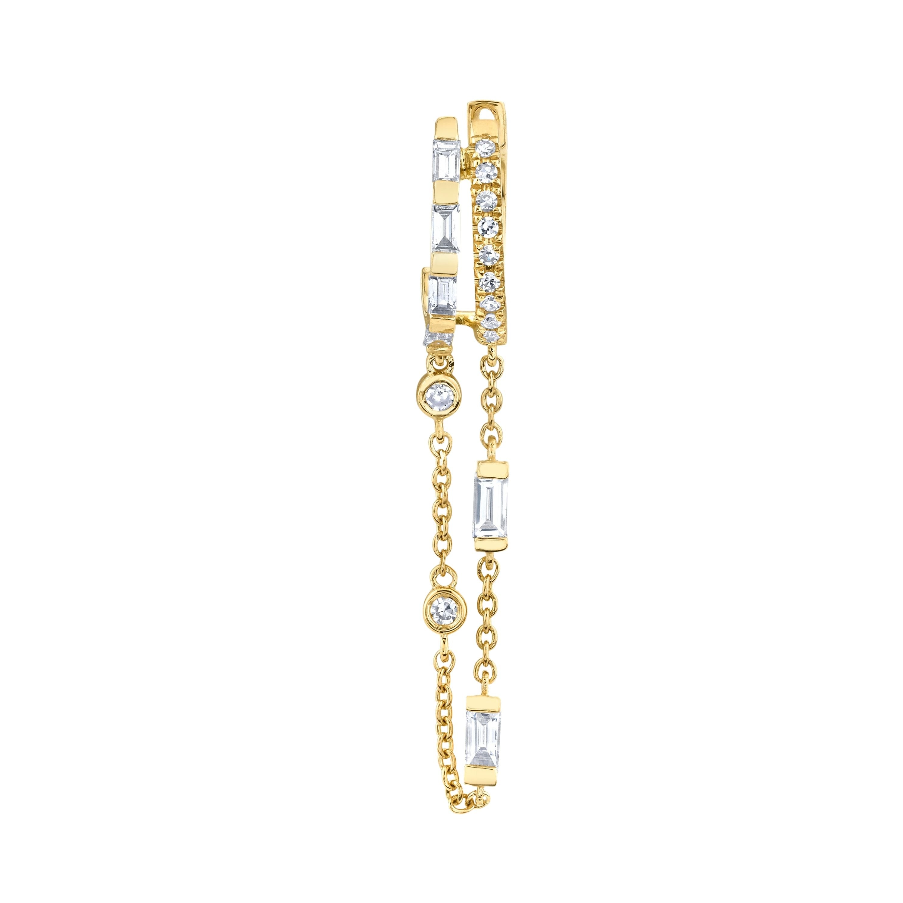 SINGLE DIAMOND DOUBLE FRINGE HUGGIE