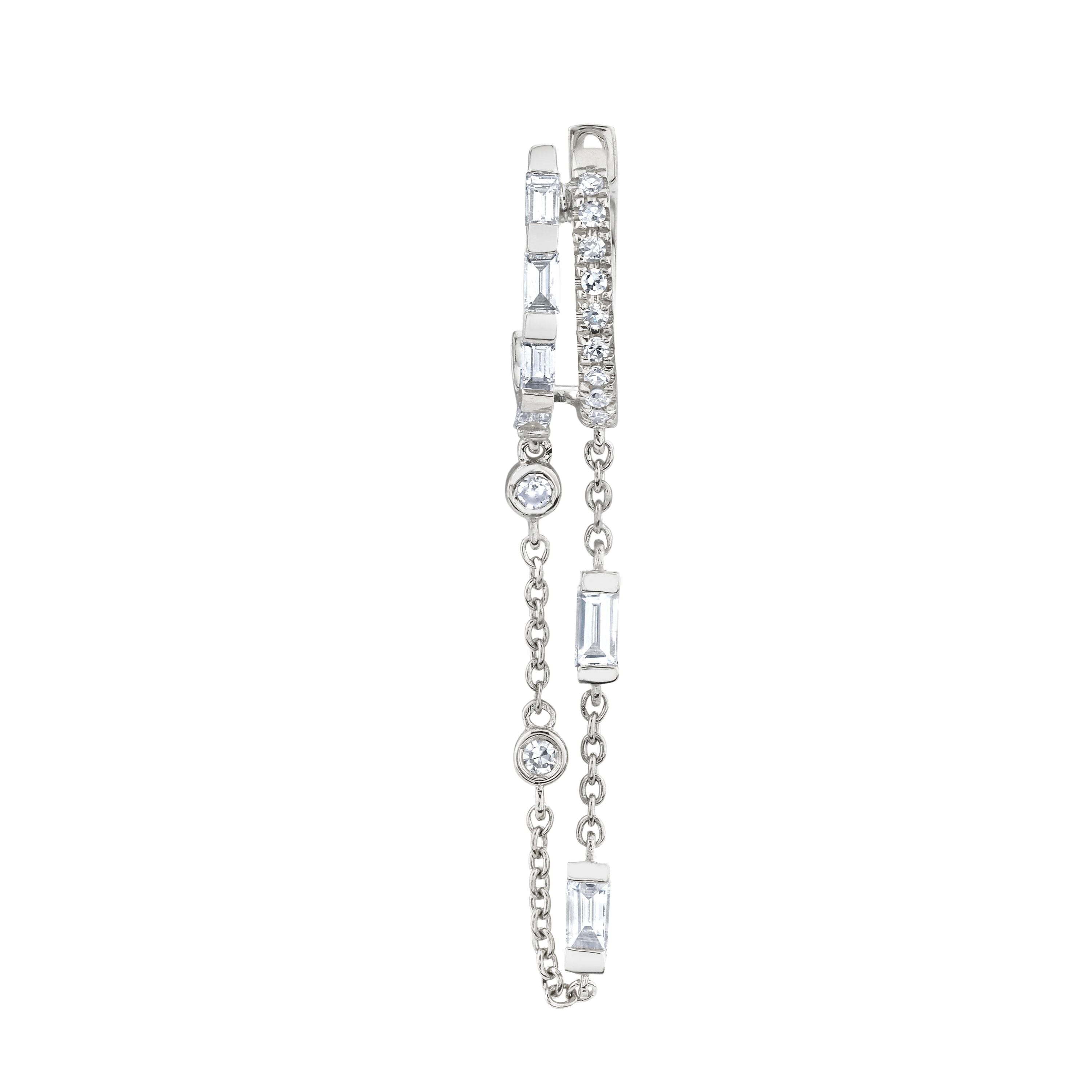 SINGLE DIAMOND DOUBLE FRINGE HUGGIE