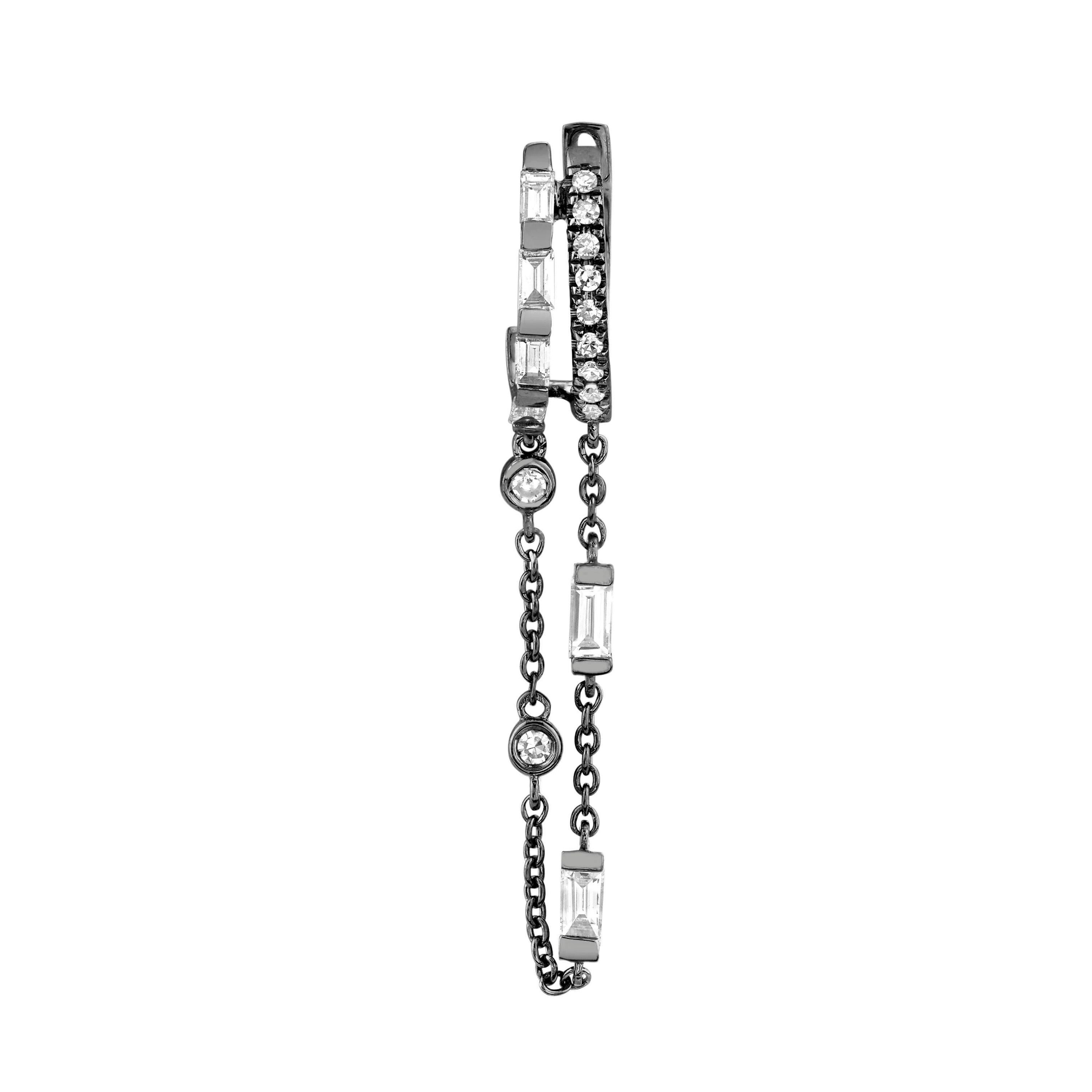 SINGLE DIAMOND DOUBLE FRINGE HUGGIE