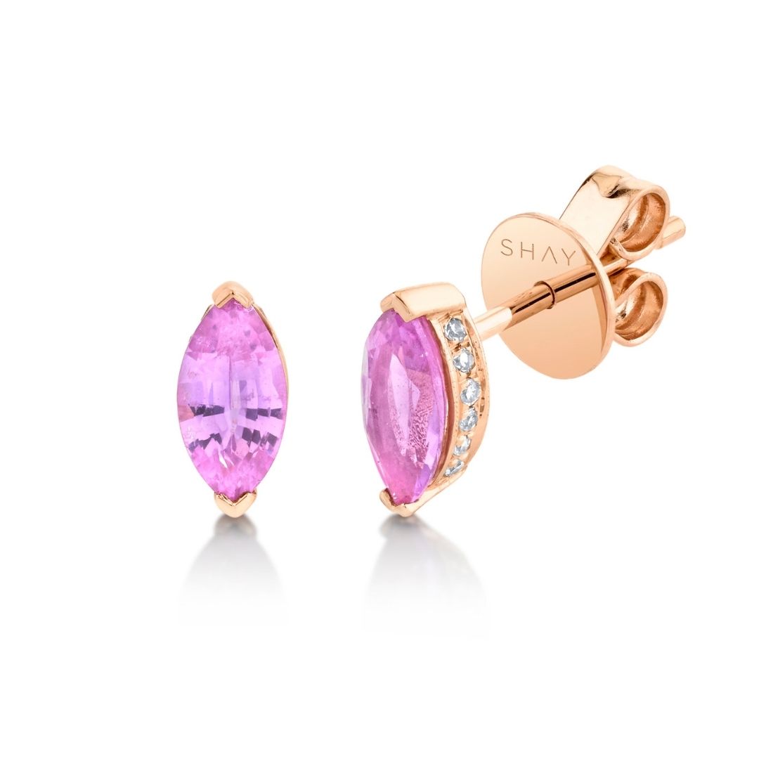 PINK SAPPHIRE MARQUISE HALO STUDS