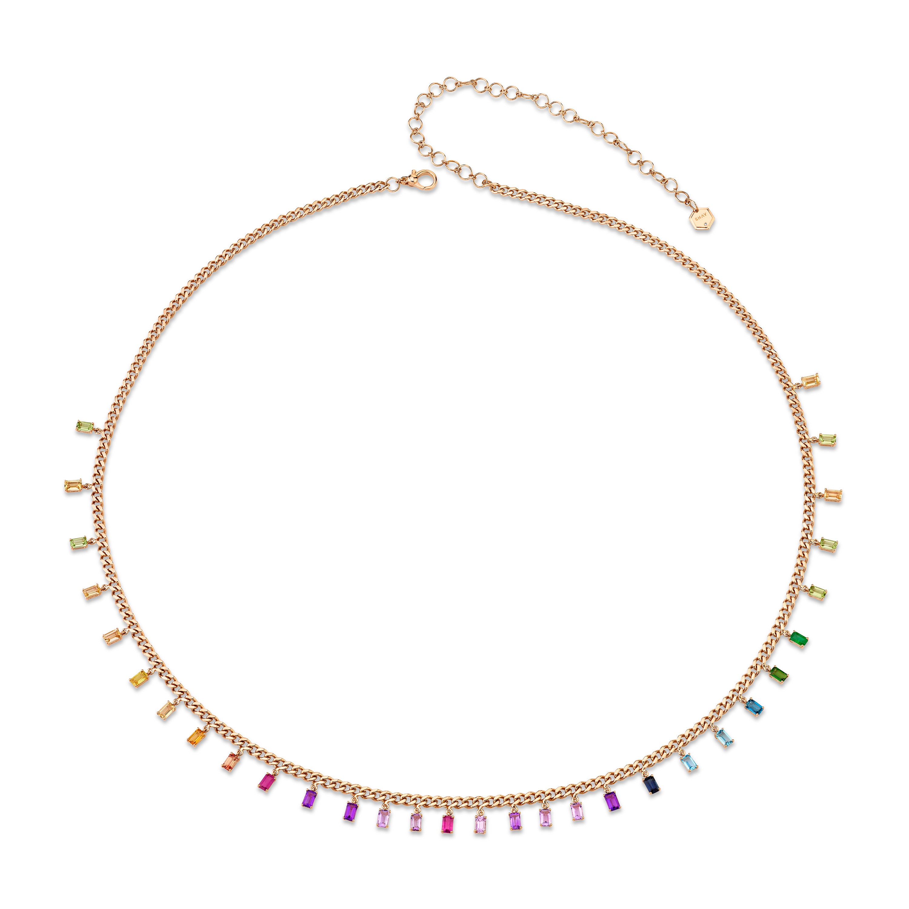 RAINBOW BAGUETTE BABY LINK BELLY CHAIN